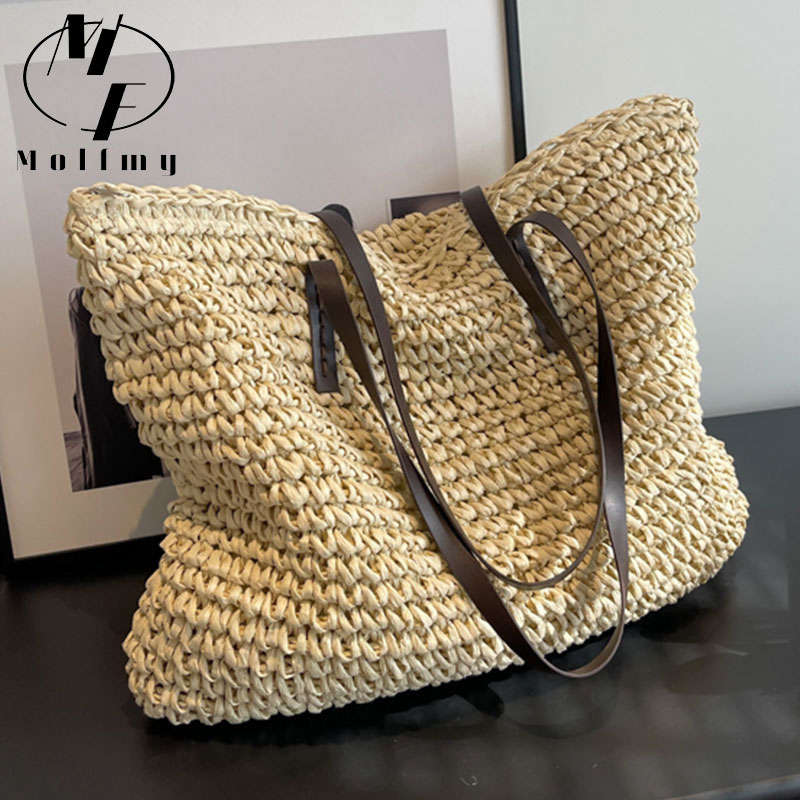 Straw Woven Tote Bags Casual L - Linen Bag Bulk recension och pris