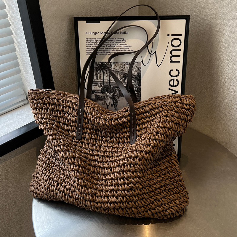 Straw Woven Tote Bags Casual L - Linen Bag Bulk recension och pris