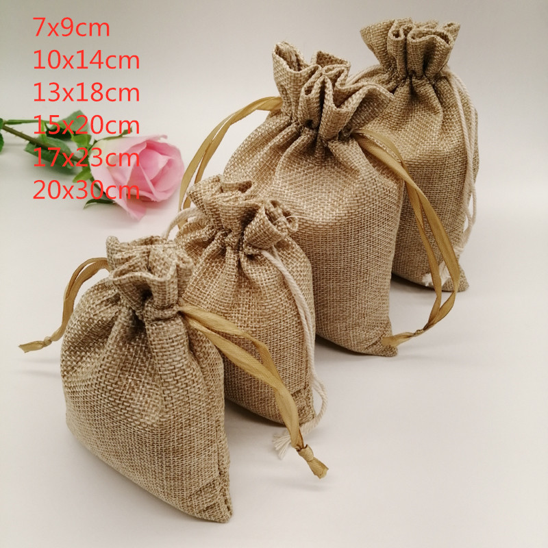 10-1000pcs/lot Jute Linen Bags - Linen Bag Bulk recension och pris