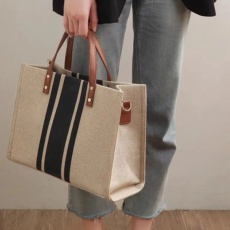 Casual Canvas Stripe Pattern L - Linen Bag Bulk recension och pris