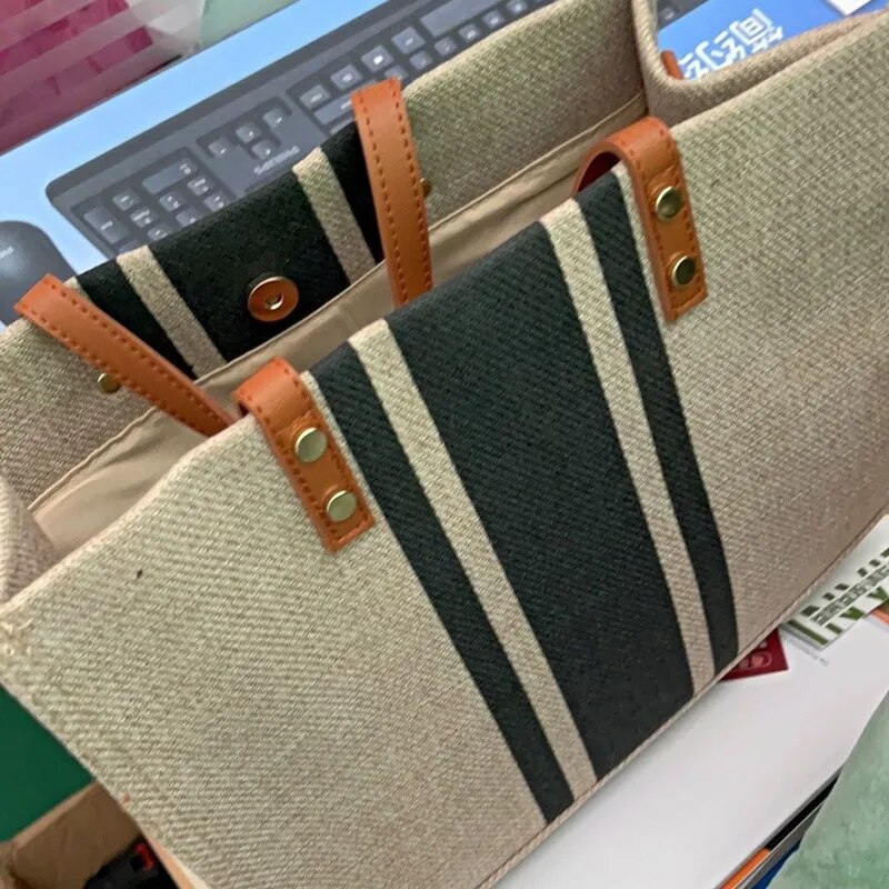 Casual Canvas Stripe Pattern L - Linen Bag Bulk recension och pris